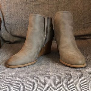 Grey bootie heels